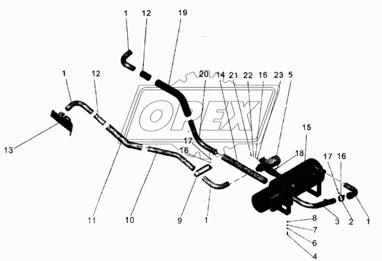103-1015019-40 Патрубок (сталь) ф38 L=670 изогнутый МАЗ